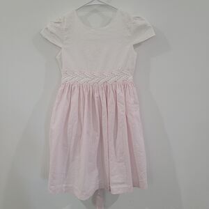 Edgehill Collection Girls‎ Dress Size 6X Pink White Linen Blend Formal